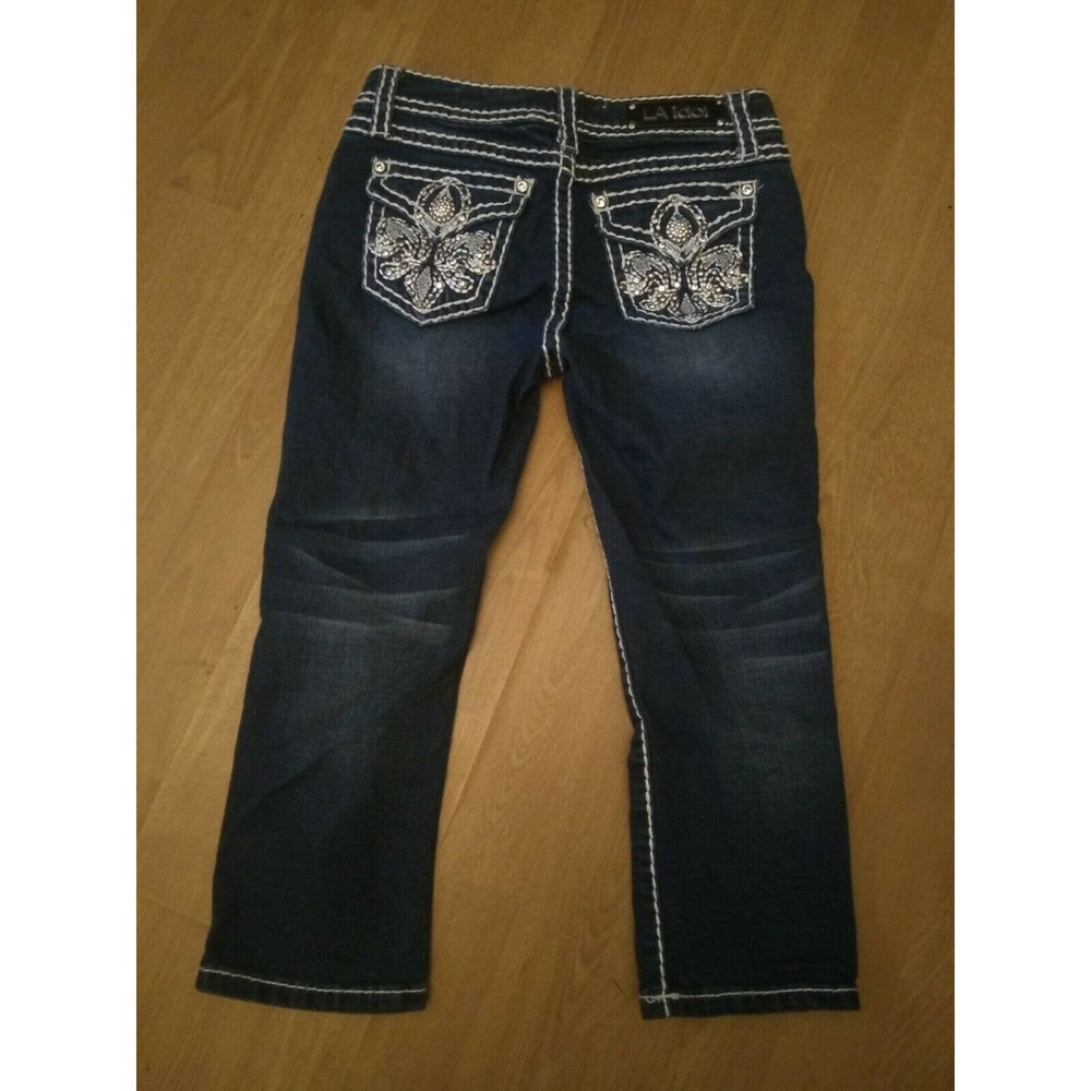LA IDOL Girls Embellished Capri Jeans Size 14!